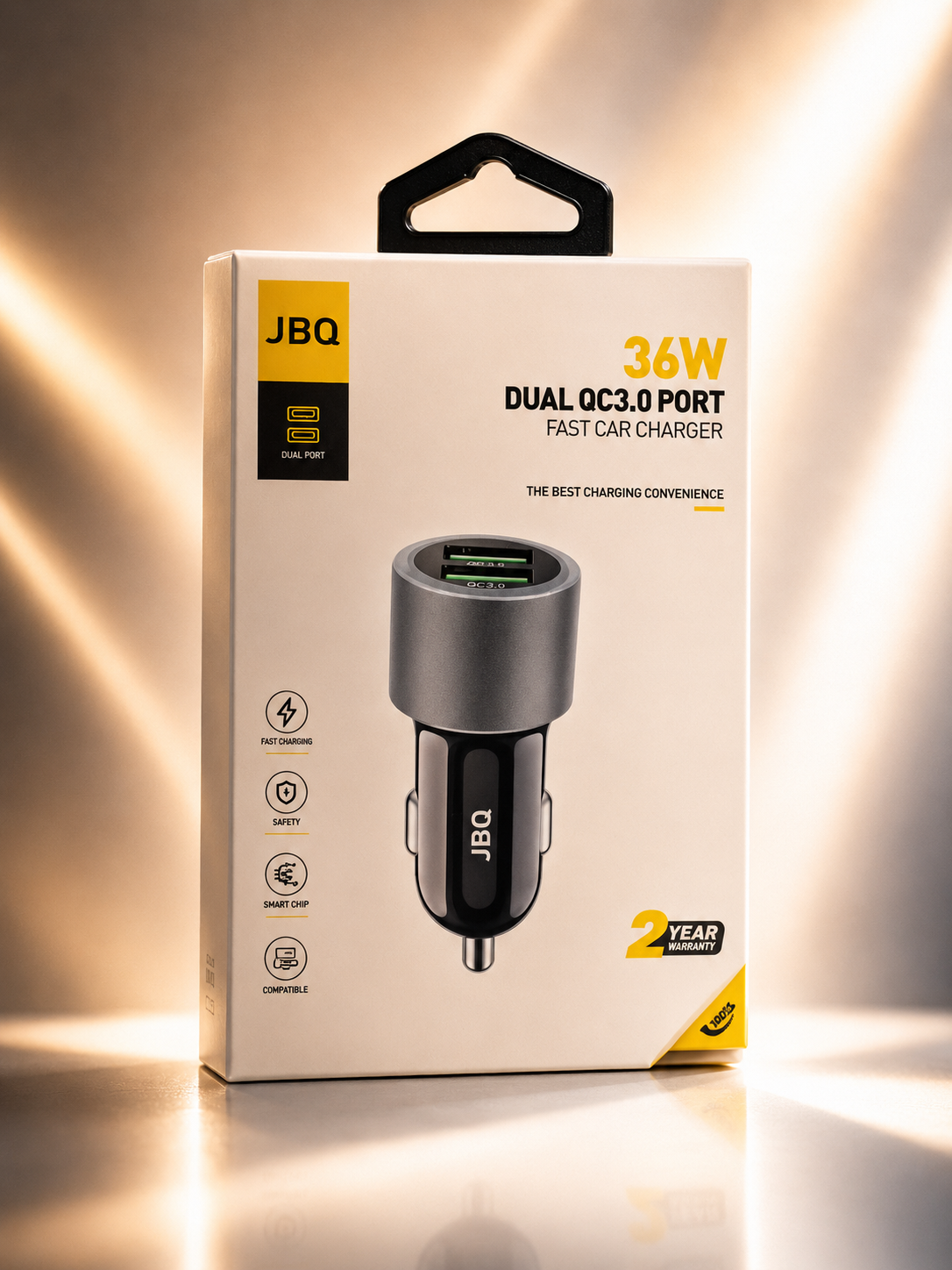 شارژر فندکی ۳۶ وات JBQ دو پورت QC3.0